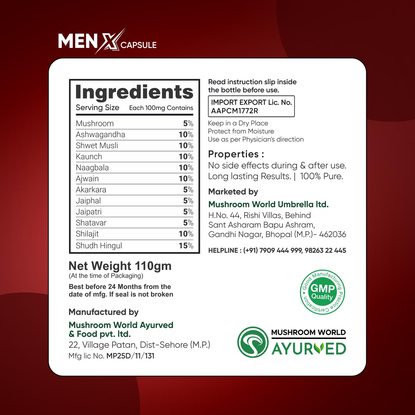 MenX कैप्सूल आयुर्वेदिक जड़ी-बूटियों से टेस्टोस्टेरोन और सहनशक्ति को बढ़ाता है (30 कैप्सूल)