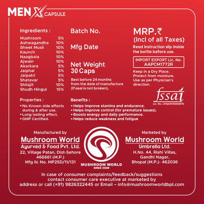 MENZ-X Capsule Advanced Ayurvedic Capsules Supporting Male Stamina, Strength & Performance