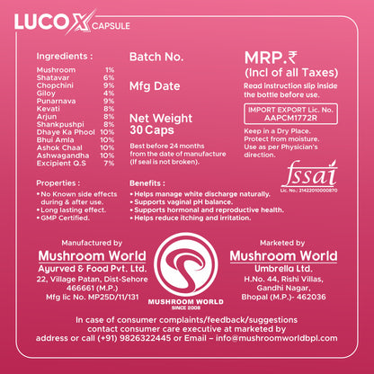 स्वस्थ श्वेत प्रदर के लिए ल्यूकोएक्स रिलीफ, पीएच को संतुलित करता है, और यूटीआई को रोकता है - 30 कैप्सूल