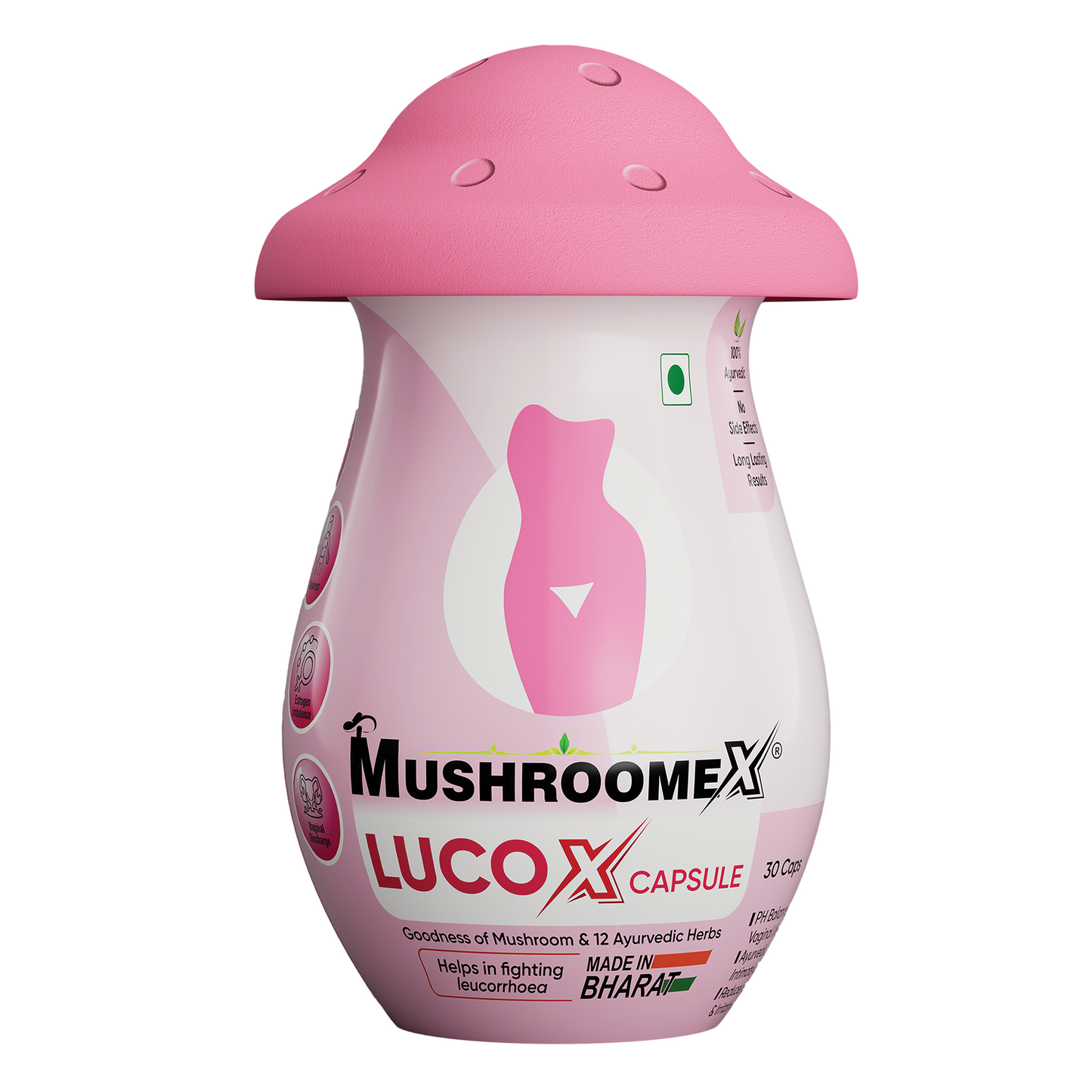 स्वस्थ श्वेत प्रदर के लिए ल्यूकोएक्स रिलीफ, पीएच को संतुलित करता है, और यूटीआई को रोकता है - 30 कैप्सूल