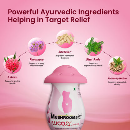 स्वस्थ श्वेत प्रदर के लिए ल्यूकोएक्स रिलीफ, पीएच को संतुलित करता है, और यूटीआई को रोकता है - 30 कैप्सूल