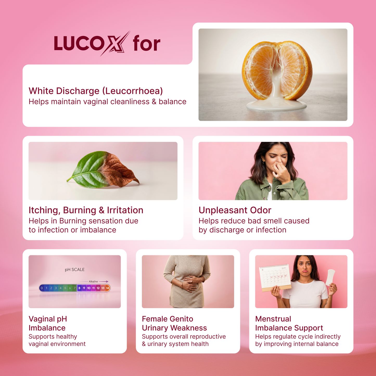 स्वस्थ श्वेत प्रदर के लिए ल्यूकोएक्स रिलीफ, पीएच को संतुलित करता है, और यूटीआई को रोकता है - 30 कैप्सूल