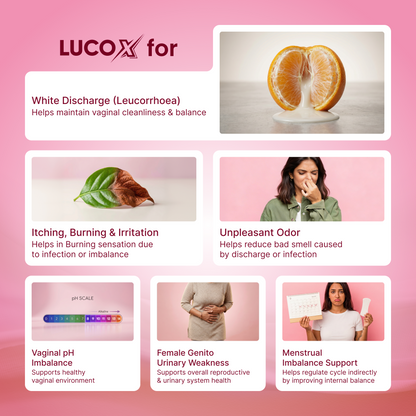 स्वस्थ श्वेत प्रदर के लिए ल्यूकोएक्स रिलीफ, पीएच को संतुलित करता है, और यूटीआई को रोकता है - 30 कैप्सूल