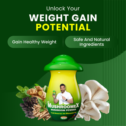 Mushroomex – Weight Gainer Powder Ayurvedic Weight Gainer Formula Supporting Healthy Weight, Strength & Energy-100g