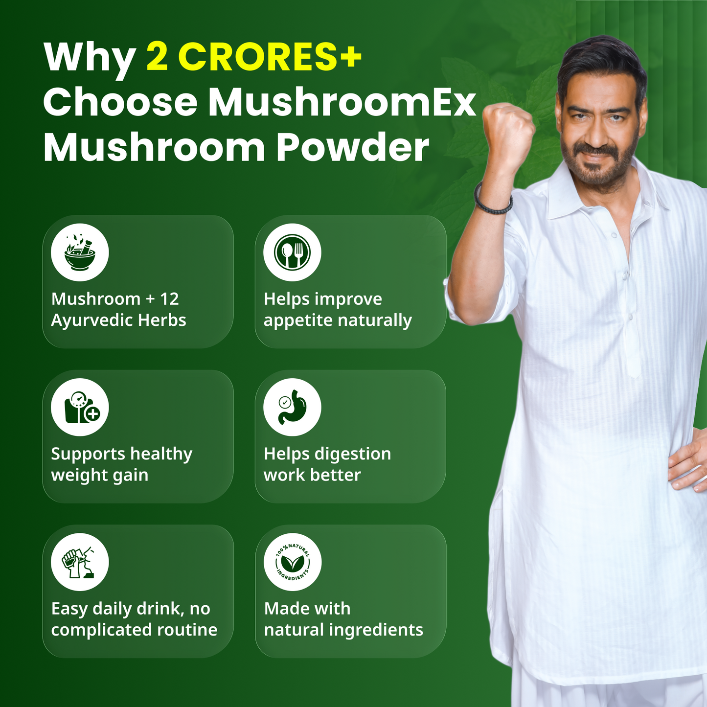 Mushroomex – Weight Gainer Powder Ayurvedic Weight Gainer Formula Supporting Healthy Weight, Strength & Energy-100g